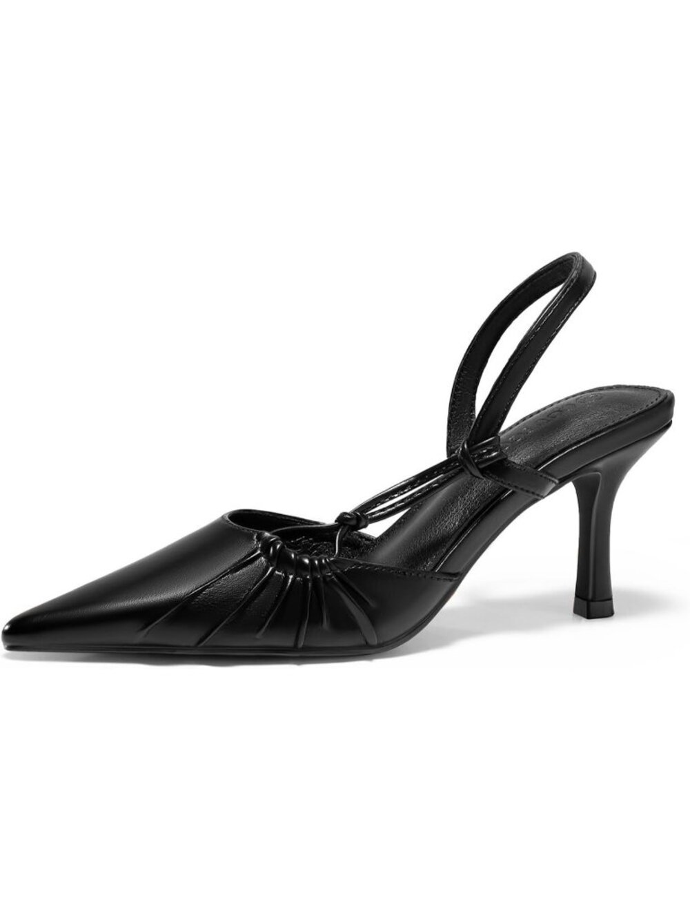 Women's Black Slingback Kitten Heels Closed Pointed Toe Pumps Party Dress Shoes